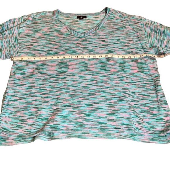 Jason Wu V-Neck Sweater Space Dye Teal Green Pink Size Large - Picture 8 of 10
